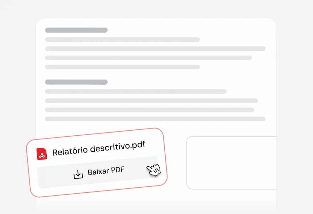 Resultado do cálculo com opção de download em PDF